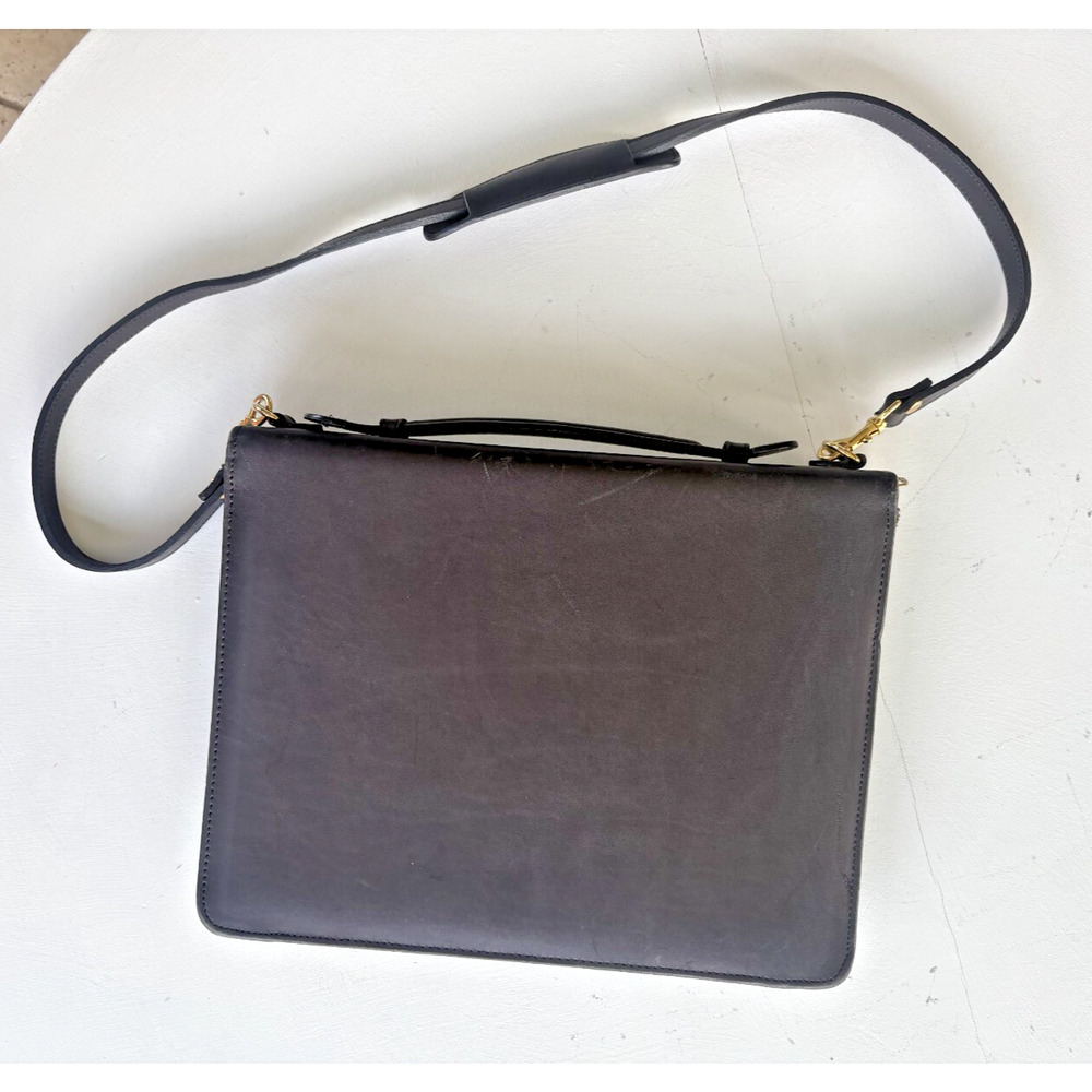 Vintage Georgetown Leather Design Satchel Briefcase Black Zipper